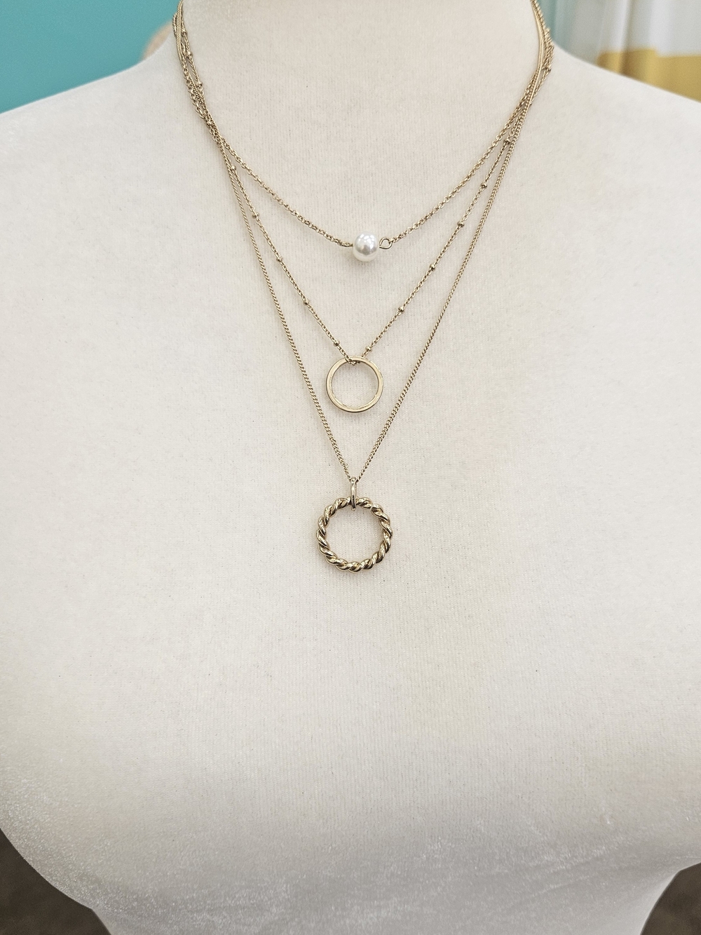 Gold Layered Circle Pendant Necklace - Women Jewelry